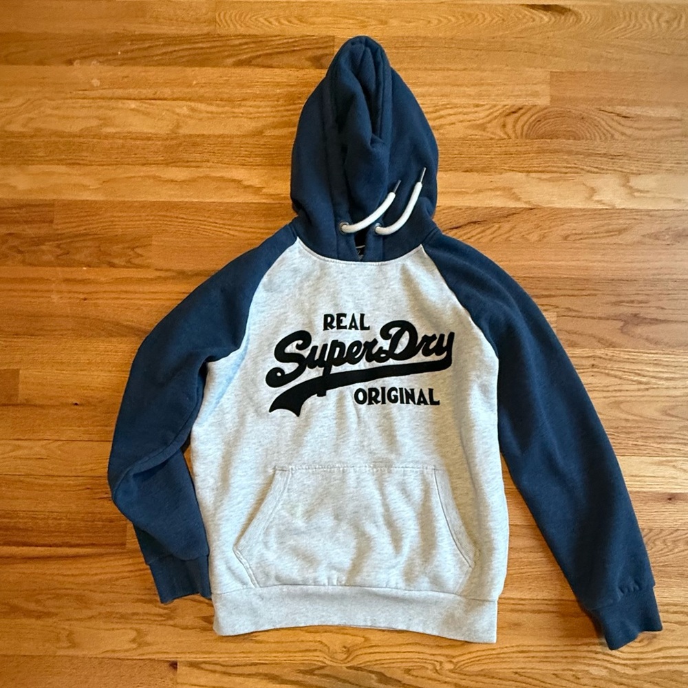 Superdry Two-Tone Navy and Light Gray Raglan Hoodie